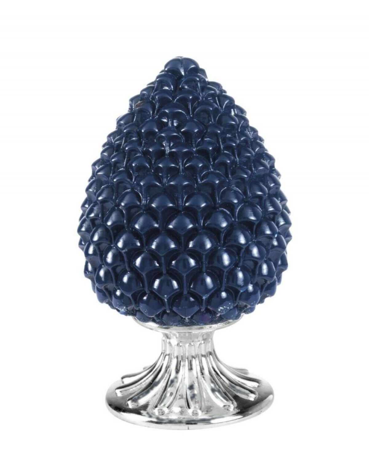 Blue pine cone with silver...