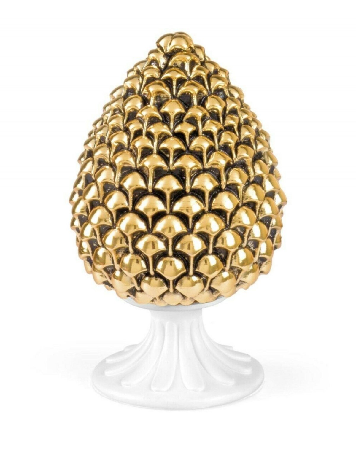 Gold pine cone with white...