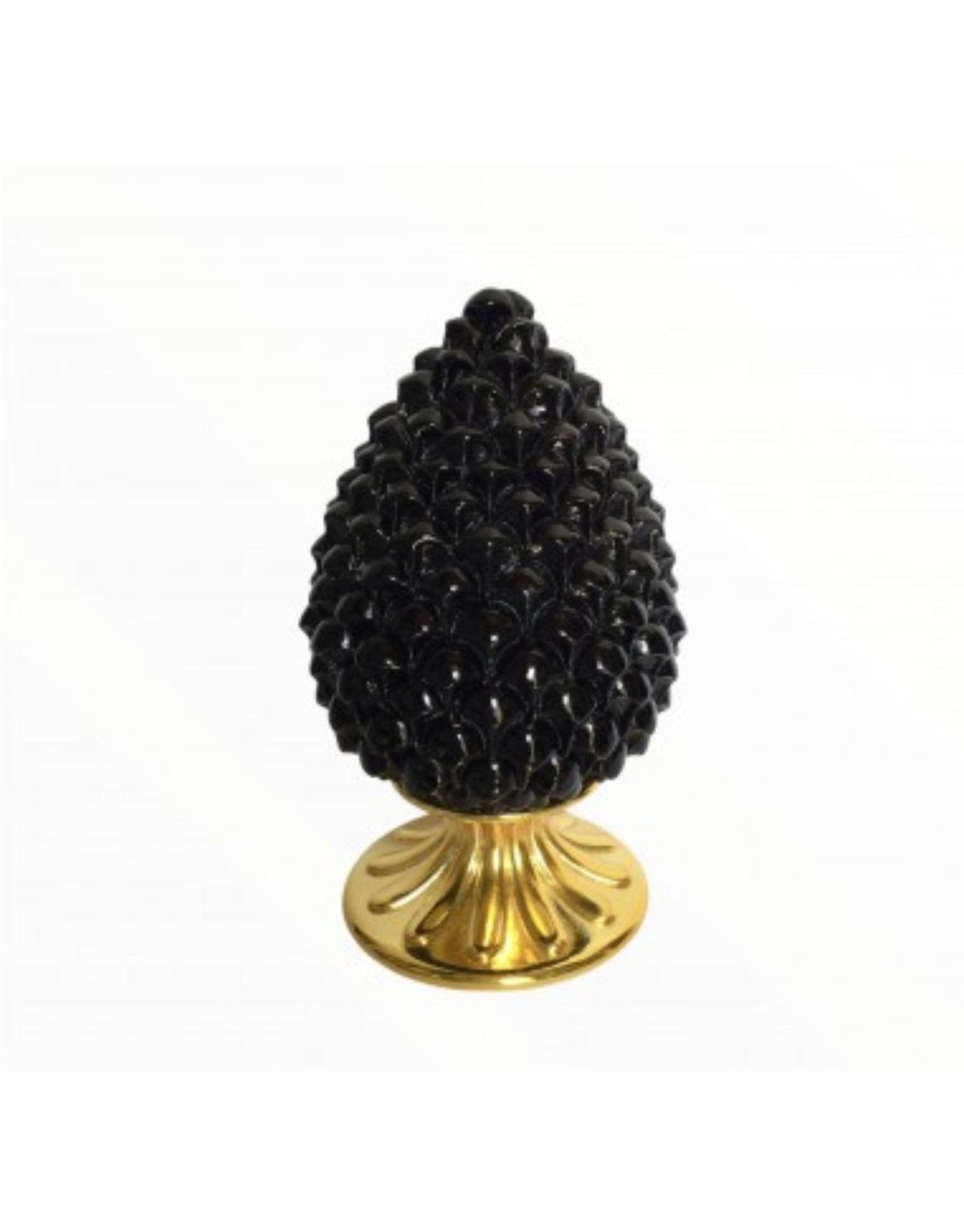 Black pine cone with gold...